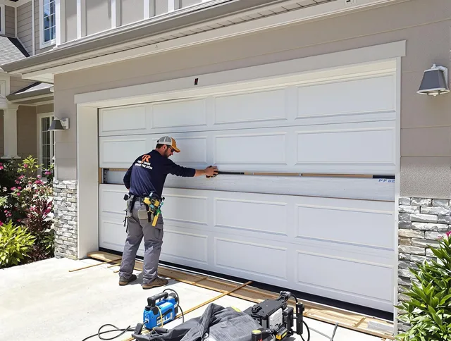 Fountain Garage Door Repair team performing complete garage door replacement at Fountain residence