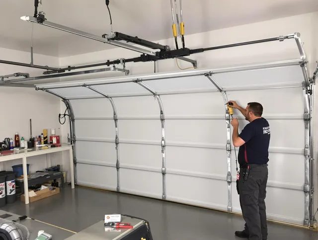 Fountain Garage Door Repair certified technician performing overhead door system repair in Fountain