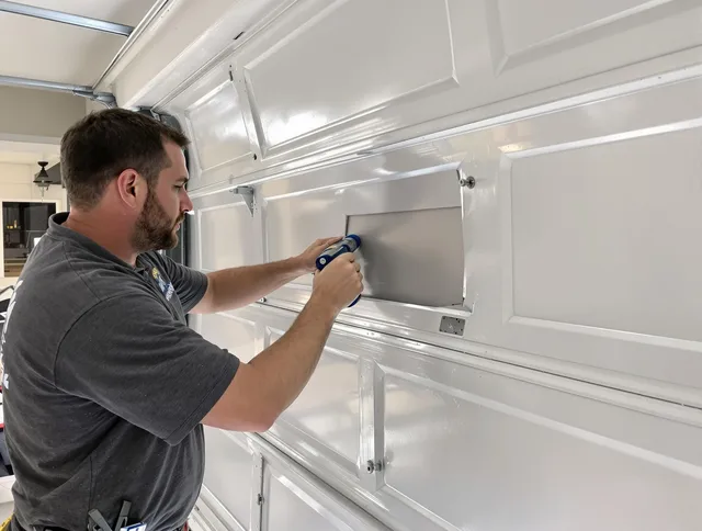 Garage door panel repair by Fountain Garage Door Repair in Fountain