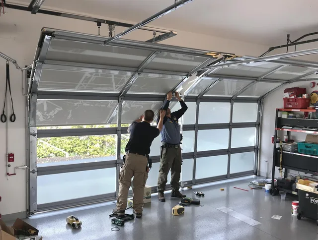 Fountain Garage Door Repair expert performing precise panel replacement on Fountain garage door